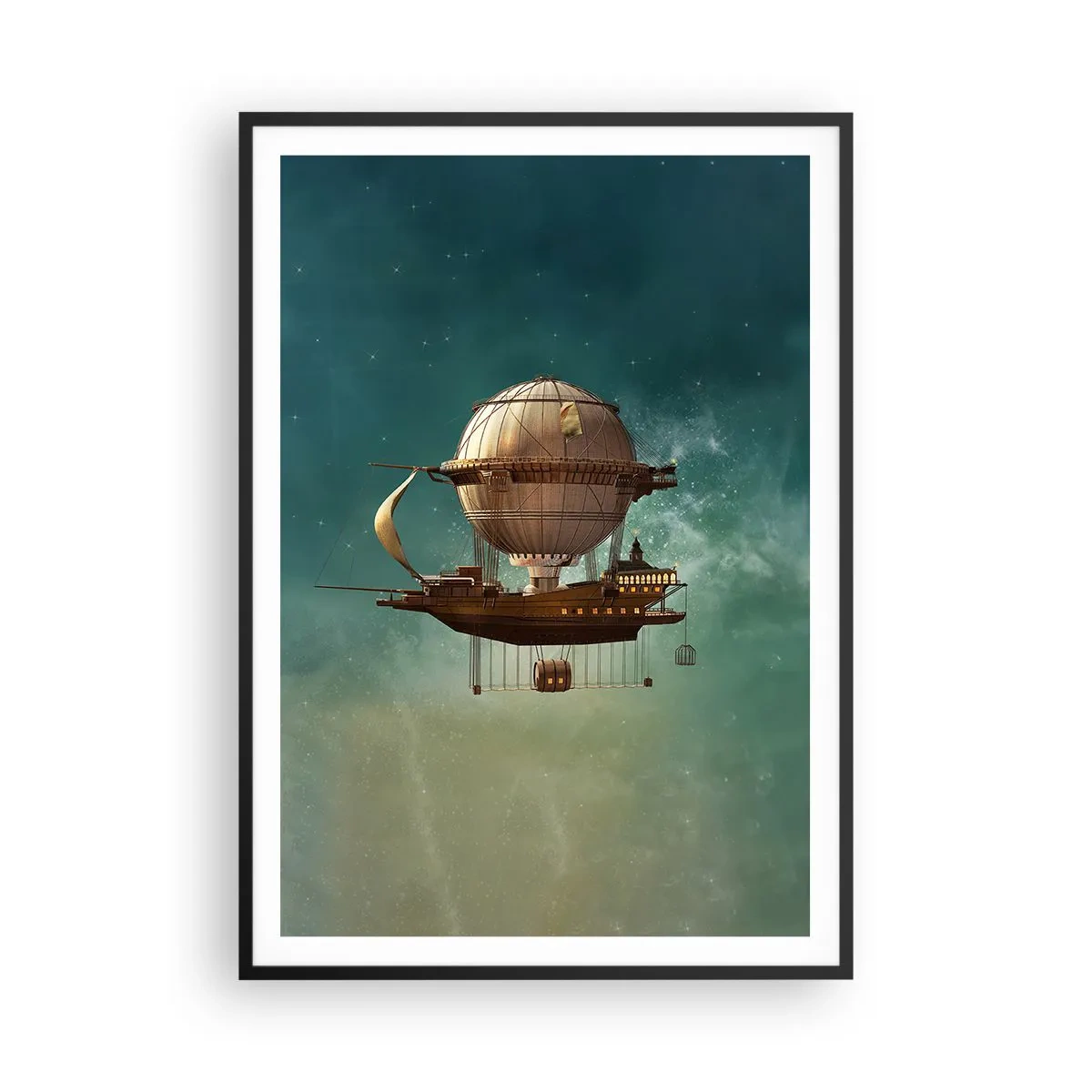 Plakat w czarnej ramie - Juliusz Verne pozdrawia - 70x100 cm
