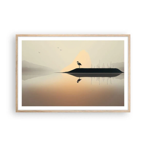 Plakat w ramie jasny dąb - Pan na jeziorze - 91x61 cm