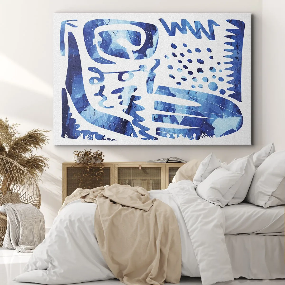 Obraz na płótnie - Abstrakcyjny wzór w odcieniach niebieskiego - 70x50cm - Powrót do korzeni - Nowoczesna dekoracja ścienna do salonu i sypialni ARTTOR