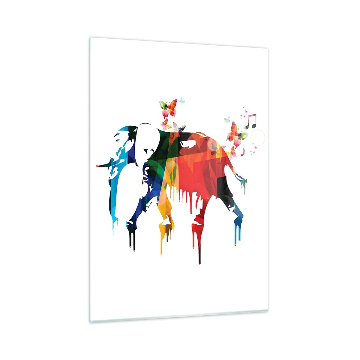 Obraz na szkle - Kolorowy słoń w stylu nowoczesnej akwareli - 50x70cm - Tańczyć każdy może - Nowoczesna dekoracja ścienna do salonu, kuchni i sypialni ARTTOR