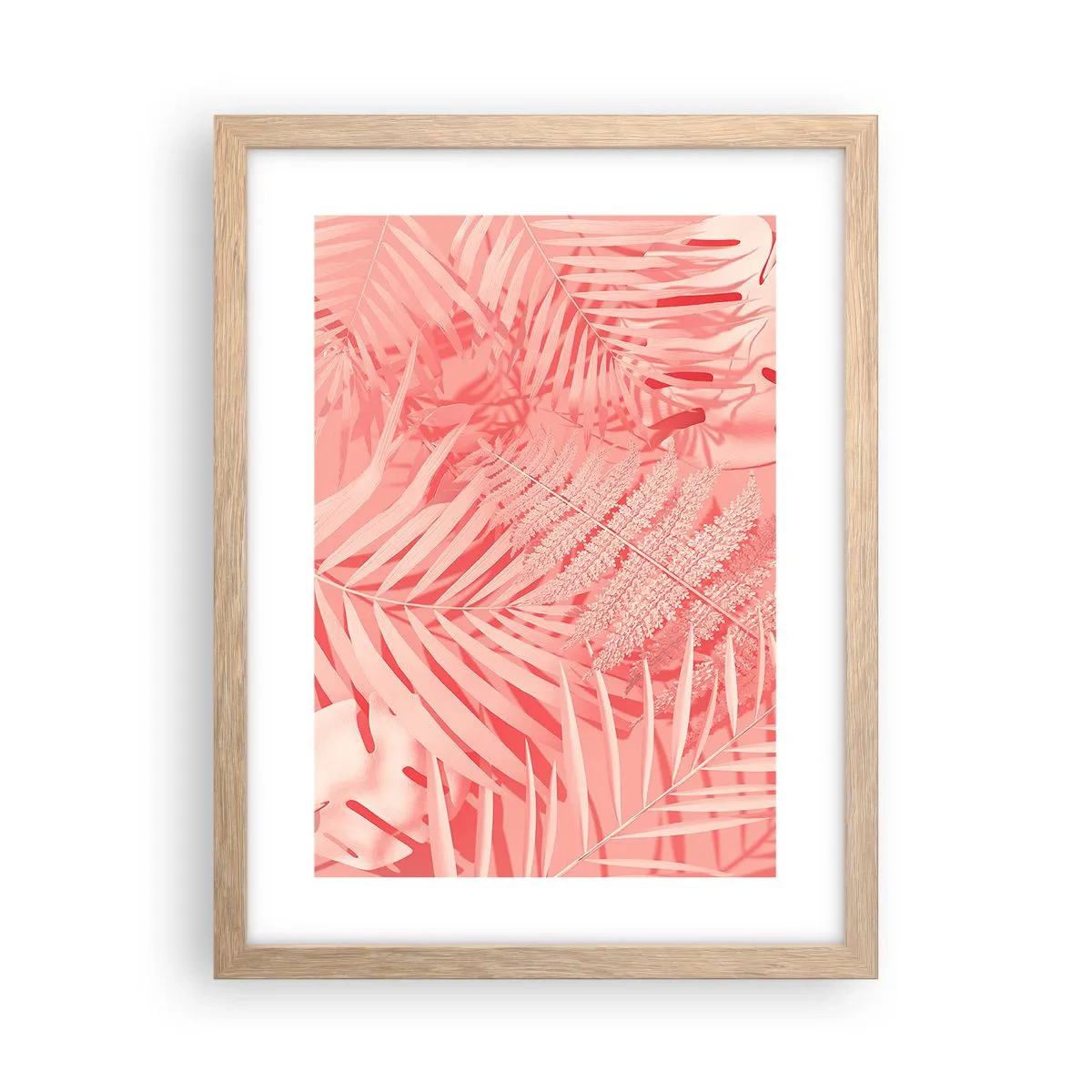 Plakat w ramie jasny dąb - Różowy koncept - 30x40 cm