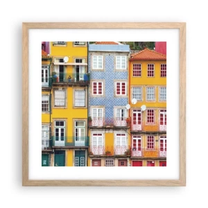 Plakat w ramie jasny dąb - Barwy starego miasta - 40x40 cm
