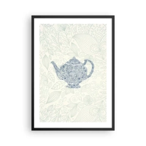 Plakat w czarnej ramie - Dekoracyjna ilustracja imbryka z finezyjnym wzorem na jasnym tle - 50x70cm - Herbaty czar - Nowoczesna dekoracja ścienna do salonu i sypialni ARTTOR