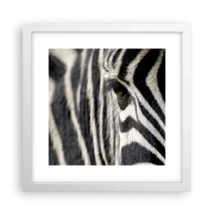 Plakat w białej ramie - Portret w paski - 30x30 cm