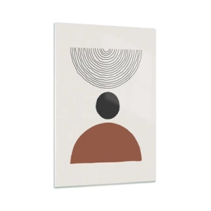 Obraz na szkle - Abstrakcyjne figury geometryczne w ciepłych barwach - 70x100cm - W centrum uwagi - Nowoczesna dekoracja ścienna do salonu i sypialni ARTTOR