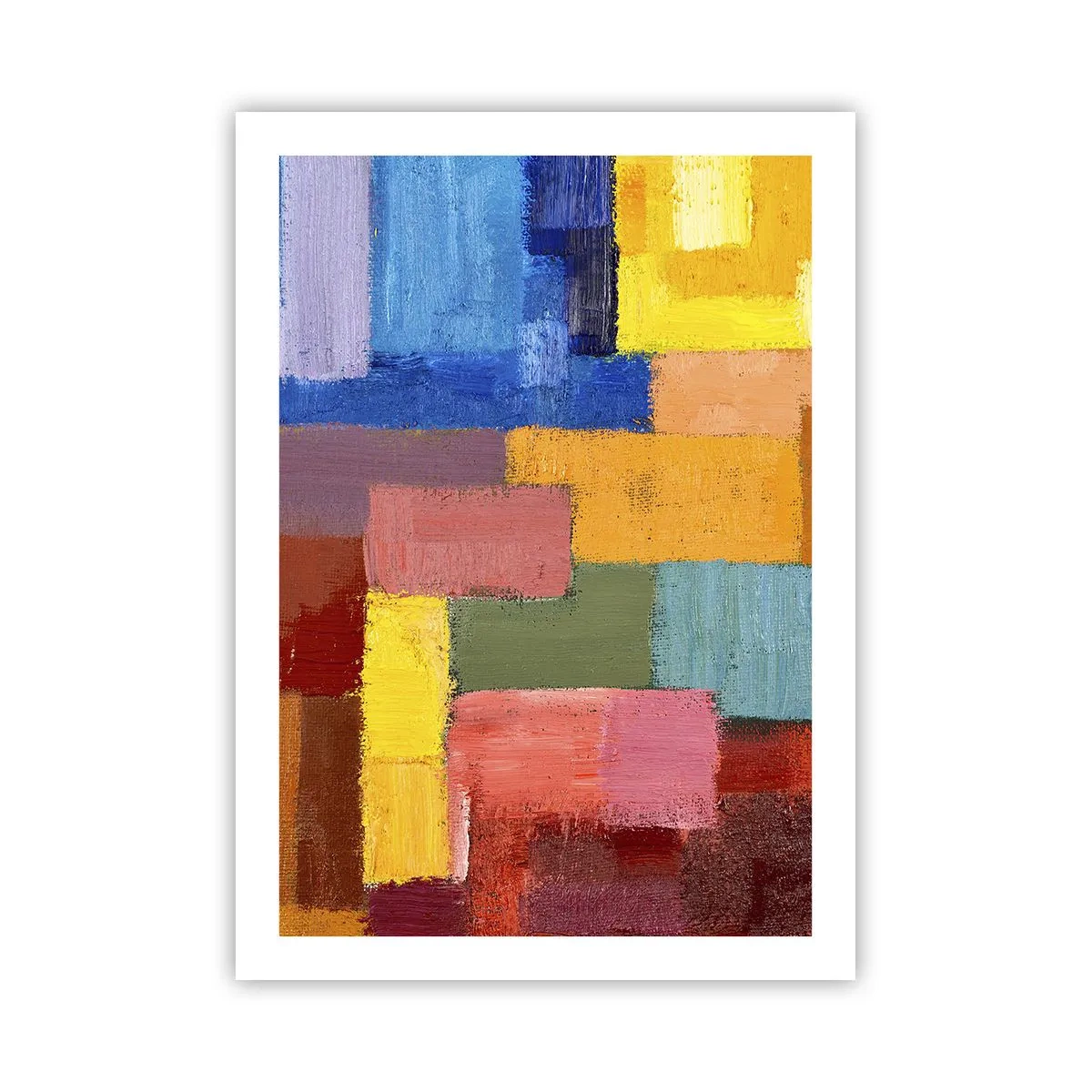 Plakat - Abstrakcyjne kolorowe prostokąty w harmonijnej kompozycji - 50x70cm - Każdy inny, wszystkie barwne - Nowoczesna dekoracja ścienna do salonu, kuchni i sypialni ARTTOR