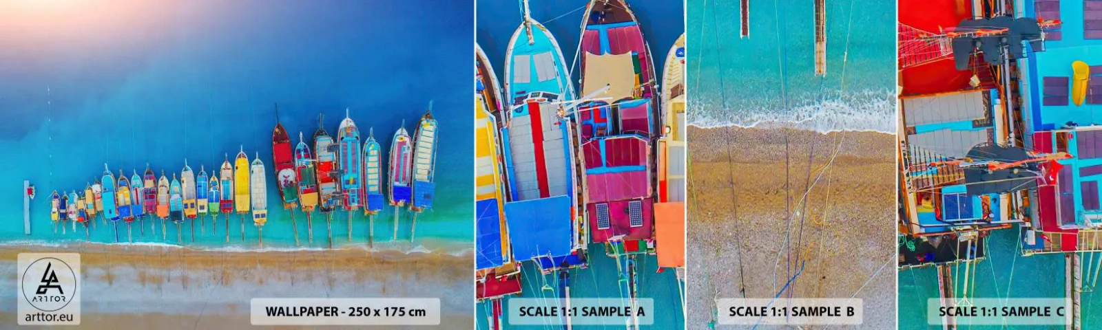 Fototapeta Próbka Samoprzylepna Deluxe Sticker - Z lotu ptaka - Krajobraz, Plaża, Morze - 100x30 cm