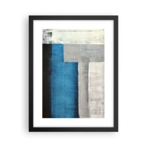 Plakat w czarnej ramie - Kompozycja poetycka szarości i błękitu - 30x40 cm