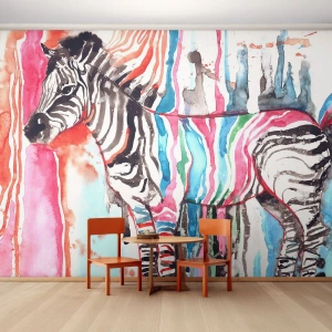 Fototapeta Premium Canvas - Beztroski żart natury - Abstrakcja, Zebra, Grafika - 200x140 cm