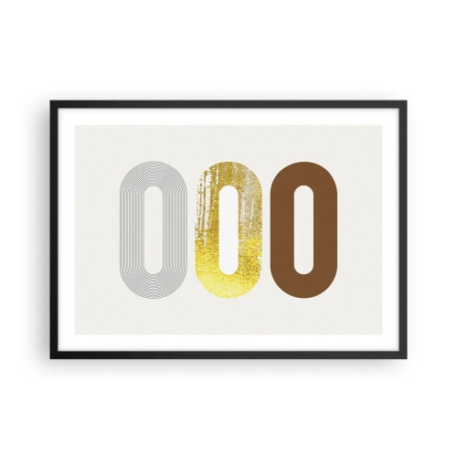 Plakat w czarnej ramie - Abstrakcyjny motyw trzech geometrycznych kształtów - 70x50cm - Ooo! - Nowoczesna dekoracja ścienna do salonu i sypialni ARTTOR