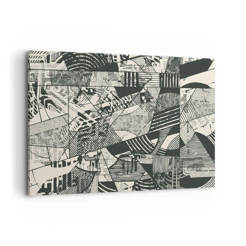 Obraz na płótnie - Geometryczne abstrakcyjne wzory w odcieniach zieleni na jasnym tle - 100x70cm - Dynamika współczesności - Nowoczesna dekoracja ścienna do salonu, kuchni i sypialni ARTTOR