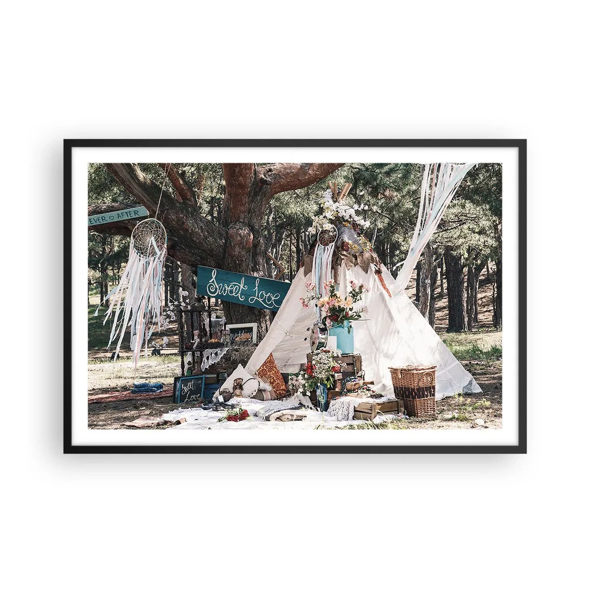 Plakat w czarnej ramie - Make love… - 91x61 cm