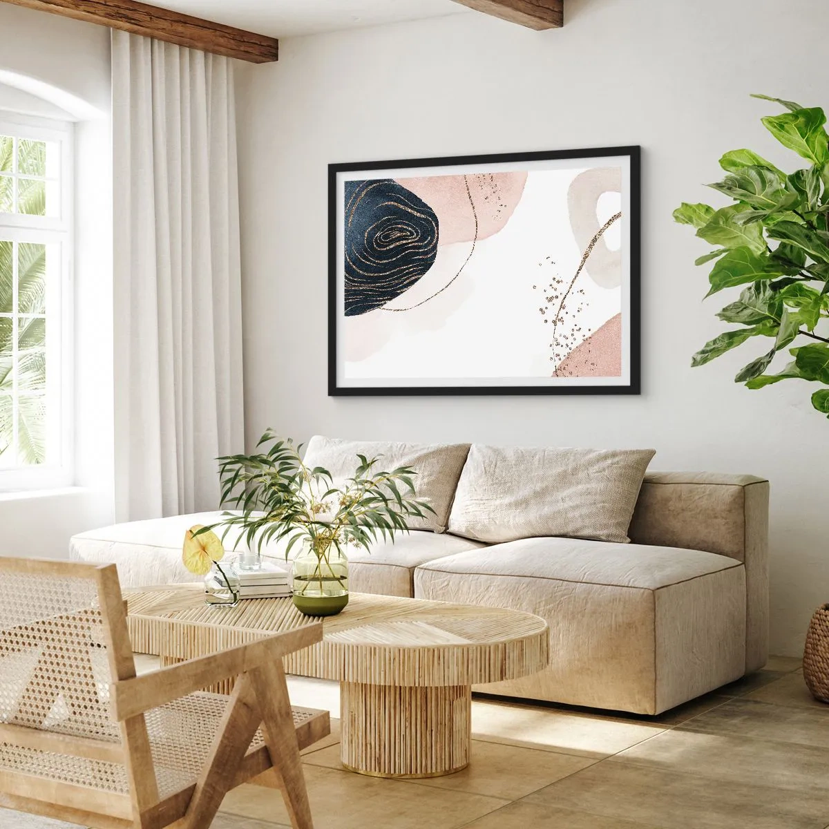 Plakat w czarnej ramie - Wszystko płynie - 40x30 cm