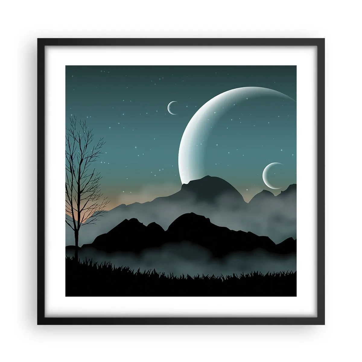 Plakat w czarnej ramie - Karnawał gwiaździstej nocy - 50x50 cm