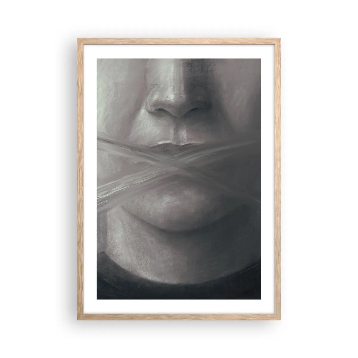Plakat w ramie jasny dąb - Ani słowa - 50x70 cm