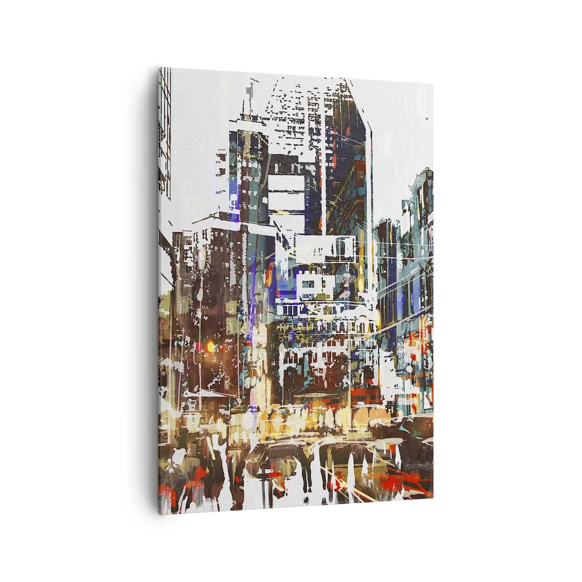 Obraz na płótnie - Nowoczesny miejski pejzaż w artystycznym stylu - 70x100cm - Miasto migotliwe - Nowoczesna dekoracja ścienna do salonu i sypialni ARTTOR