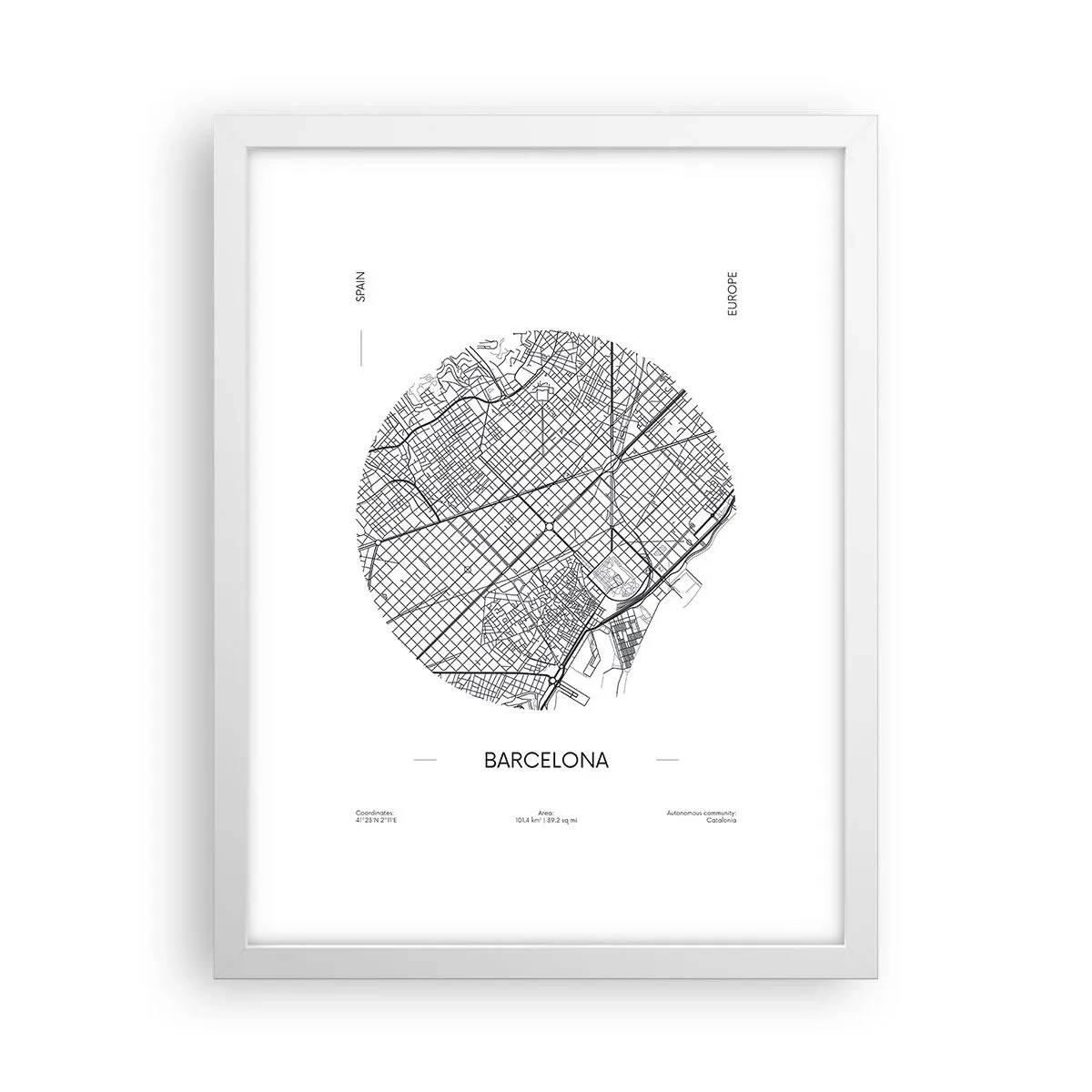Plakat w białej ramie - Anatomia Barcelony - 30x40 cm