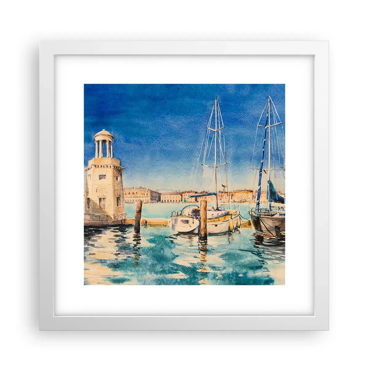 Plakat w białej ramie - Słoneczna laguna - 30x30 cm