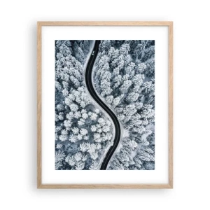 Plakat w ramie jasny dąb - Przez zimowy las - 40x50 cm