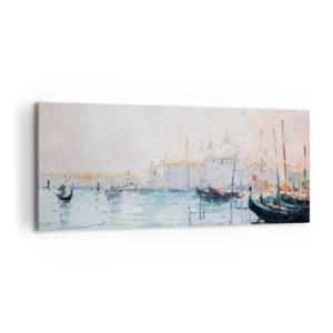 Obraz na płótnie - Za wodą, za mgłą - 100x40 cm