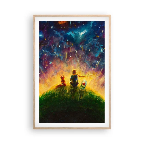 Plakat w ramie jasny dąb - Miłość i przyjaźń - cały świat - 61x91 cm