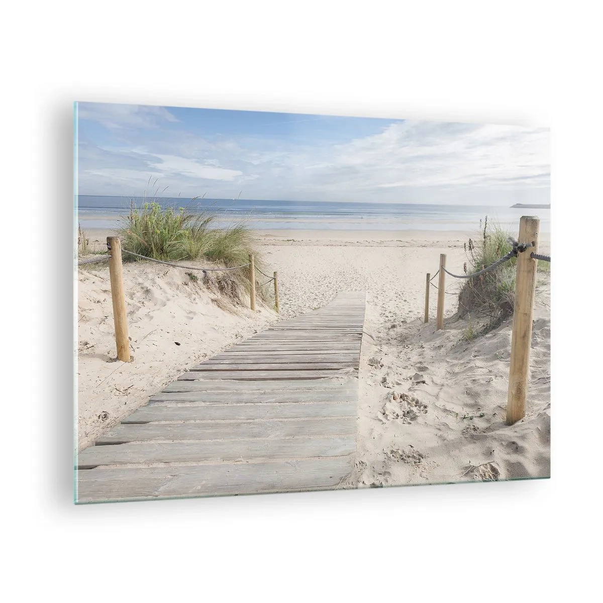 Obraz na szkle - Ścieżka na plażę z widokiem na morze - 70x50cm - Po horyzont - Nowoczesna dekoracja ścienna do salonu i sypialni ARTTOR