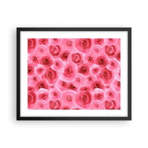 Plakat w czarnej ramie - Róże na dole i na górze - 50x40 cm