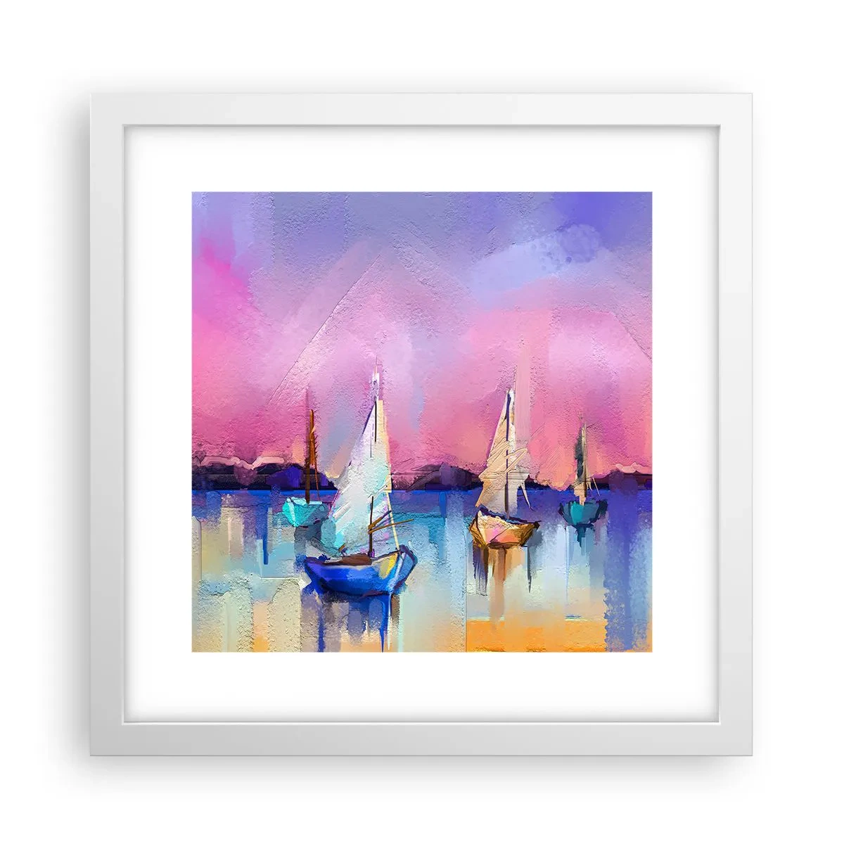 Plakat w białej ramie - Kierunek: szerokie wody - 30x30 cm