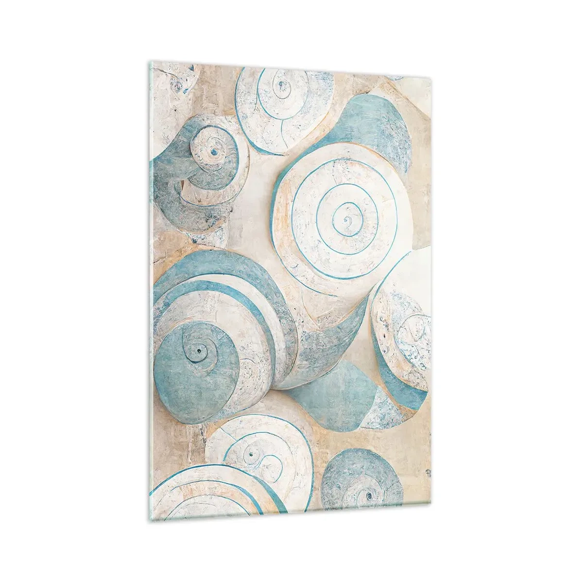 Obraz na szkle - Abstrakcyjne muszle w pastelowych odcieniach - 80x120cm - Co kryje muszla? - Nowoczesna dekoracja ścienna do salonu i sypialni ARTTOR