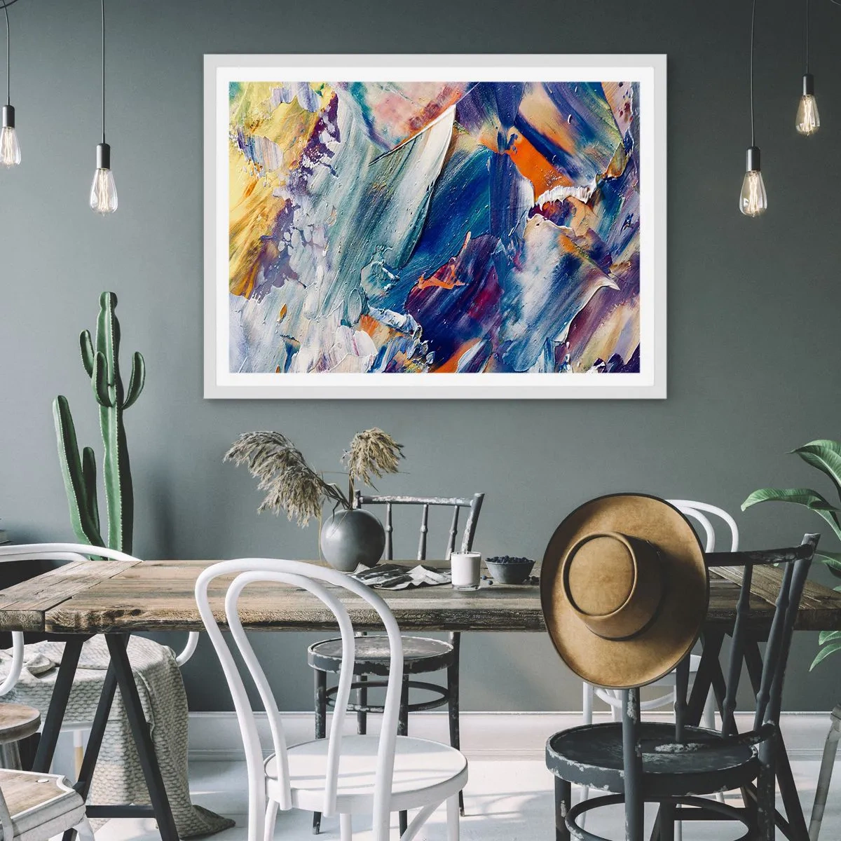 Plakat w białej ramie - Zamęt koloru - 50x40 cm