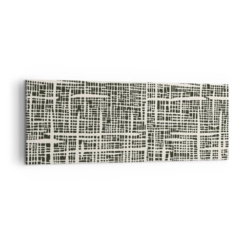 Obraz na płótnie - Geometryczny wzór przypominający siatkę na jasnym tle - 140x50cm - Kompozycja utkana - Nowoczesna dekoracja ścienna do salonu i sypialni ARTTOR