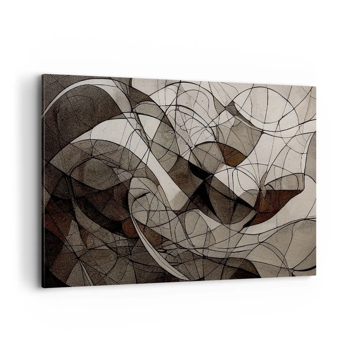 Obraz na płótnie - Abstrakcyjny wzór w brązowych i ziemistych tonach - 100x70cm - Cyrkulacja barw ziemi - Nowoczesna dekoracja ścienna do salonu, kuchni i sypialni ARTTOR