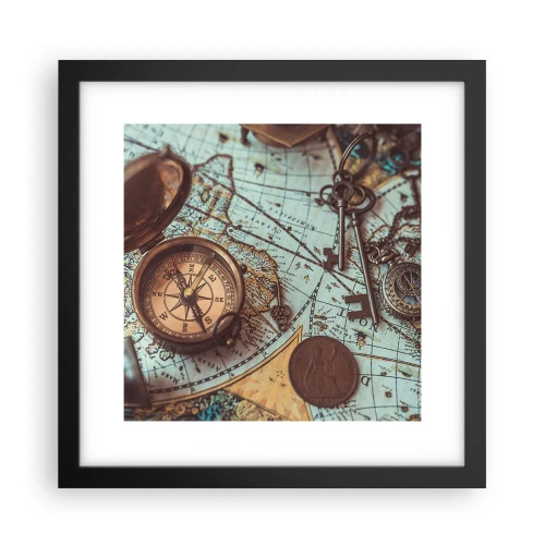 Plakat w czarnej ramie - Dla poszukiwacza przygód - 30x30 cm