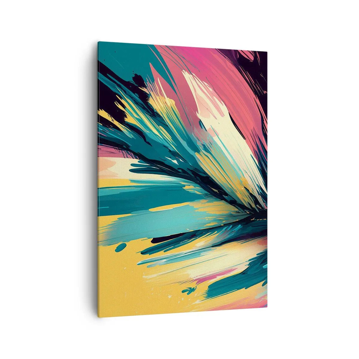 Obraz na płótnie - Abstrakcyjna kompozycja w intensywnych i kontrastowych barwach - 70x100cm - Kompozycja – eksplozja radości - Nowoczesna dekoracja ścienna do salonu i sypialni ARTTOR