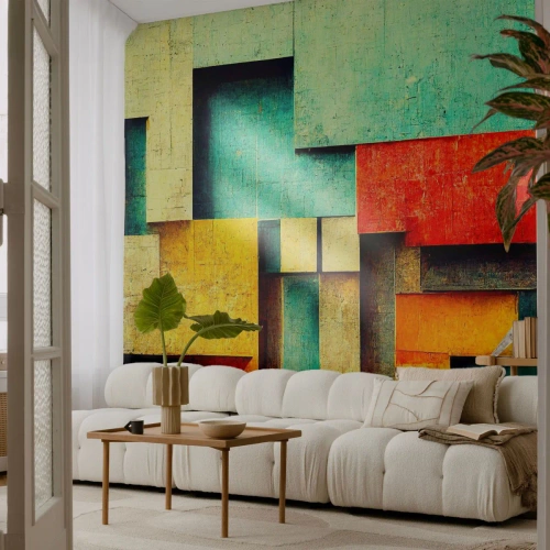 Fototapeta na wymiar Premium Canvas - Festiwal kątów prostych - 3D, Sztuka, Geometryczny