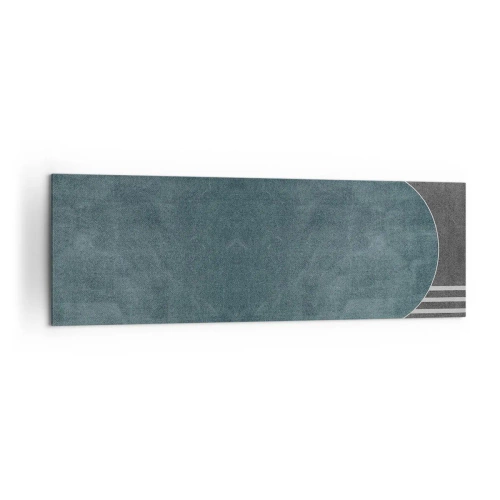 Obraz na płótnie - Geometryczna abstrakcja w odcieniach szarości i zieleni - 160x50cm - Kompozycja na poziomie - Nowoczesna dekoracja ścienna do salonu i sypialni ARTTOR