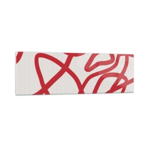 Obraz na szkle - Czerwone abstrakcyjne linie na białym tle - 160x50cm - Czerwono na białym - Nowoczesna dekoracja ścienna do salonu i sypialni ARTTOR