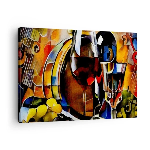 Obraz na płótnie - Abstrakcyjna martwa natura z kieliszkami i instrumentami - 70x50cm - I świat nabiera barw - Nowoczesna dekoracja ścienna do salonu i sypialni ARTTOR