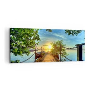 Obraz na płótnie - Zachód nad wodą - 100x40 cm