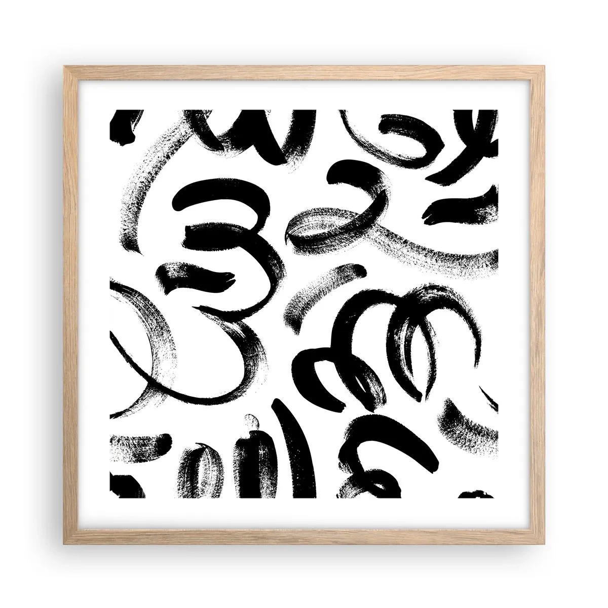 Plakat w ramie jasny dąb - Czarno na białym - 50x50 cm