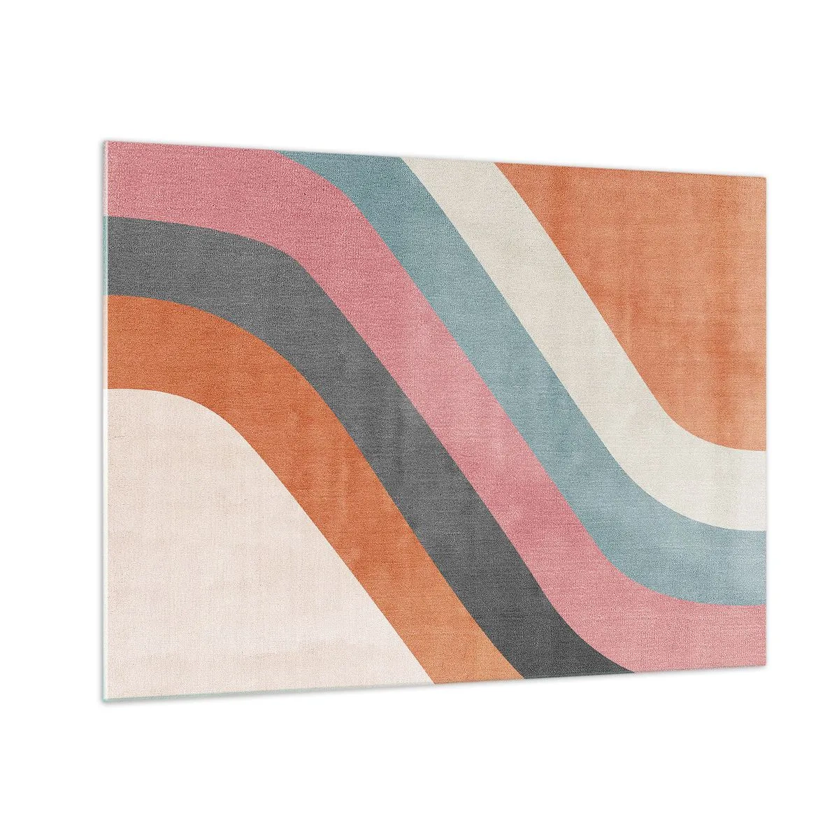 Obraz na szkle - Kolorowe pasy w układzie diagonalnym na jasnym tle - 70x50cm - Kompozycja diagonalna – ruch - Nowoczesna dekoracja ścienna do salonu i sypialni ARTTOR