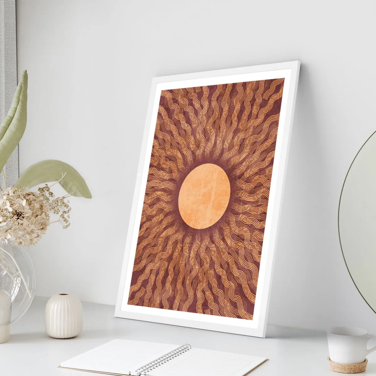 Plakat w białej ramie - Ikona słońca - 50x70 cm