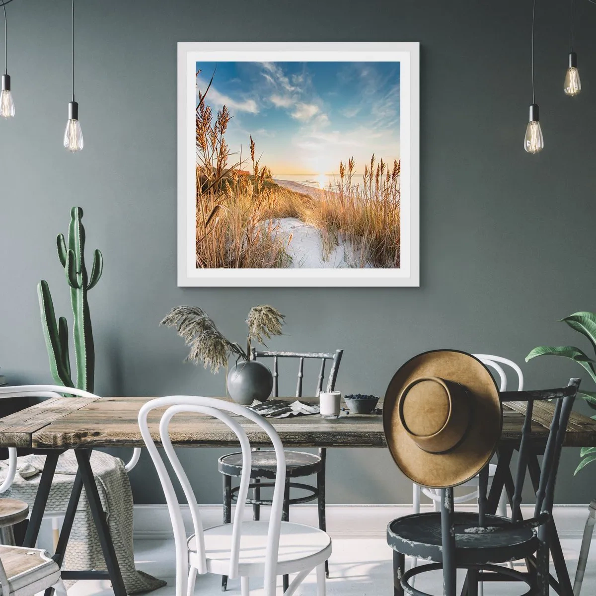 Plakat w białej ramie - Północna plaża - 40x40 cm