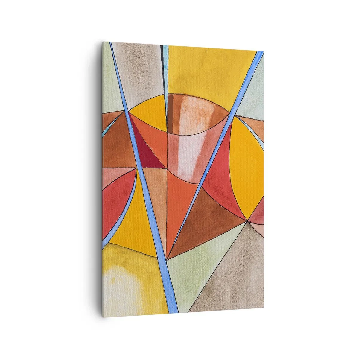 Obraz na płótnie - Abstrakcyjna kompozycja w żywych barwach geometrycznych - 80x120cm - Karuzela, karuzela marzeń - Nowoczesna dekoracja ścienna do salonu i sypialni ARTTOR