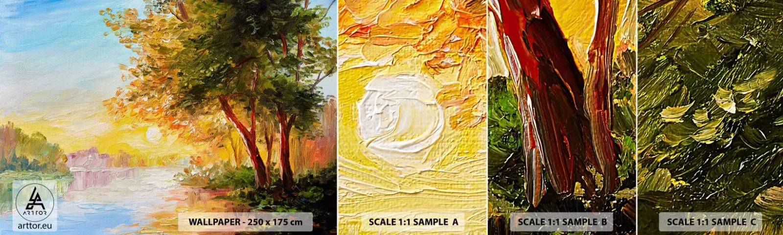 Fototapeta Próbka Samoprzylepna Deluxe Sticker - Et in Arcadia ego - Krajobraz, Rzeka, Promienie Słońca - 100x30 cm