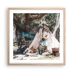 Plakat w ramie jasny dąb - Make love… - 50x50 cm