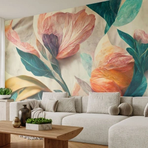 Fototapeta Premium Canvas - Kwiaty wysp południowych - Kwiaty, Vintage, Botanika - 350x256 cm