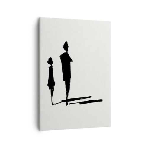 Obraz na płótnie - Abstrakcyjna kompozycja dwóch postaci w czerni - 50x70cm - Na pewno razem? - Nowoczesna dekoracja ścienna do salonu, kuchni i sypialni ARTTOR