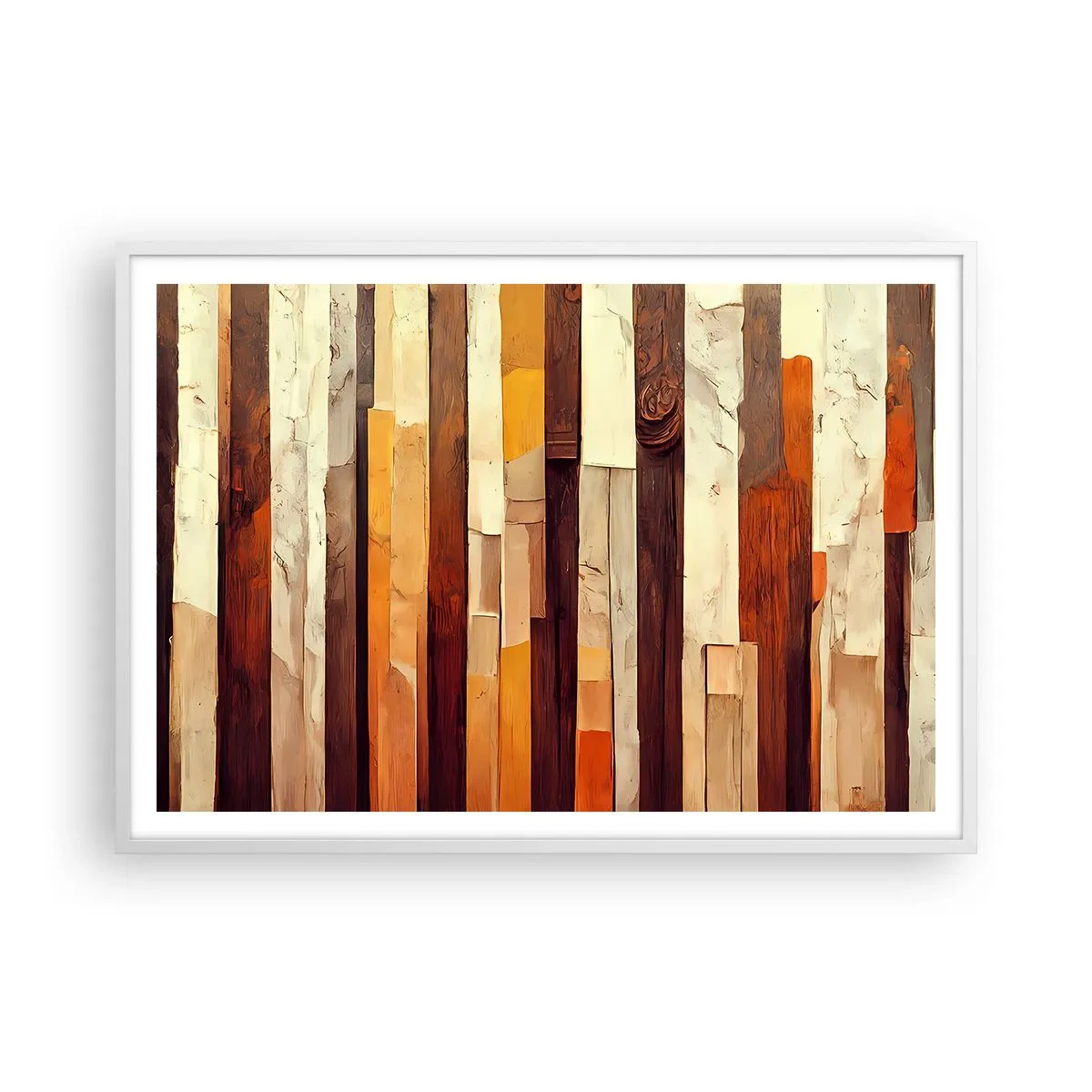 Plakat w białej ramie - Hymn leśnych drzew - 100x70 cm