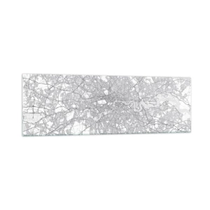 Obraz na szkle - Minimalistyczna mapa miasta w odcieniach szarości - 160x50cm - Mapa londyńskiego labiryntu - Nowoczesna dekoracja ścienna do salonu i sypialni ARTTOR